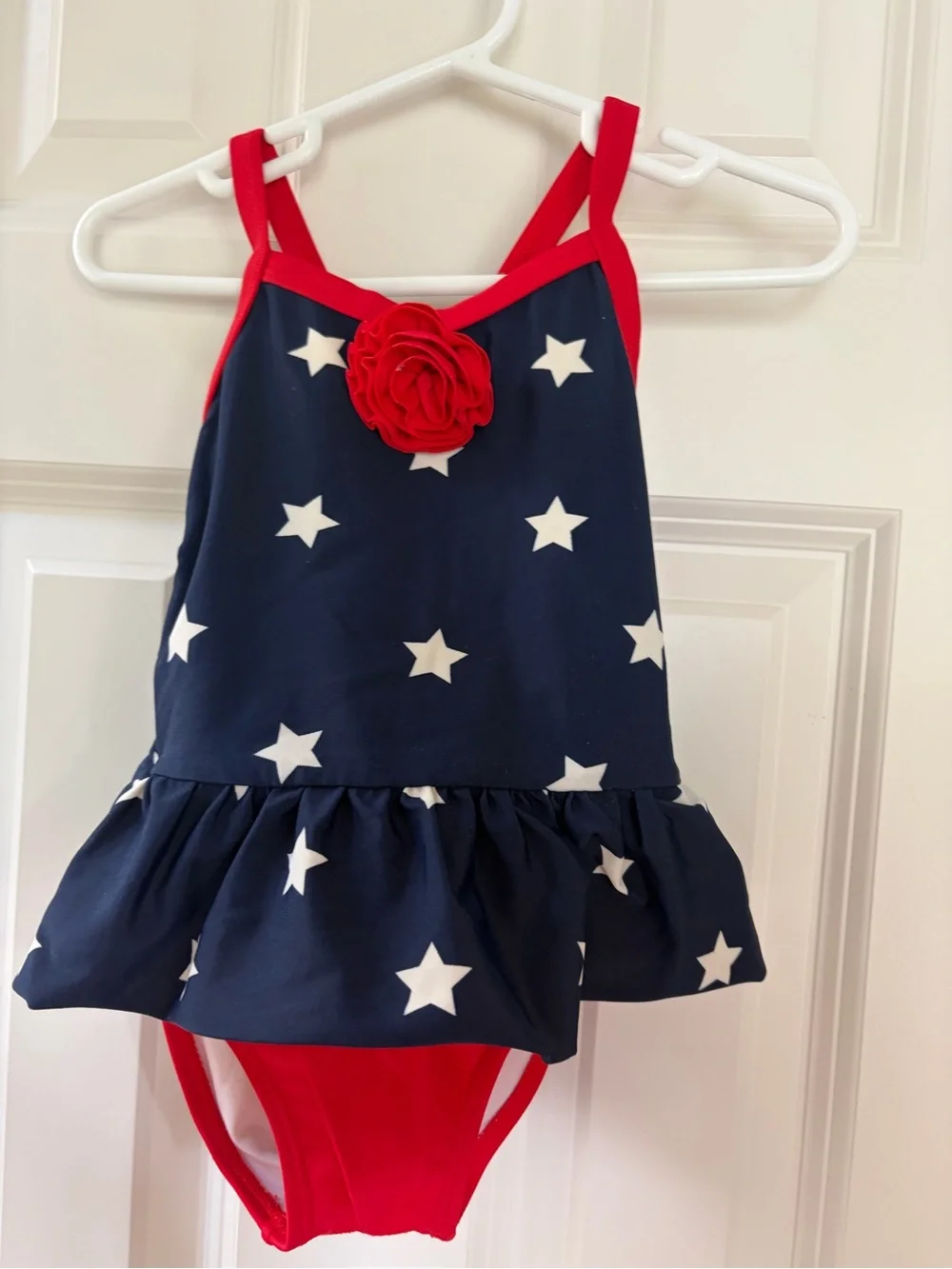 Gymboree Navy Star One-Piece Swimsuit with Red Trim